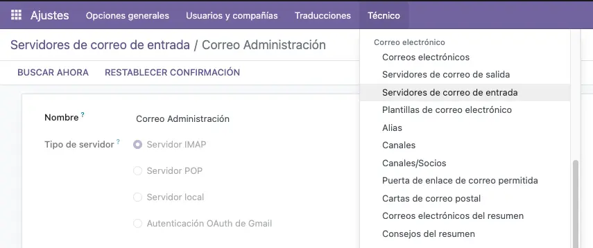 Configuracion de correo