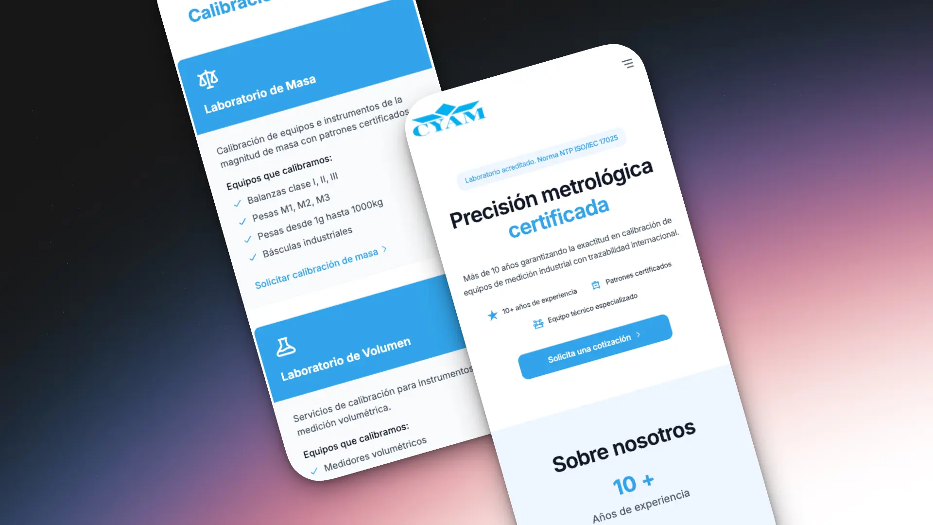 Screenshot del proyecto Rediseño página web CYAM S.R.L.