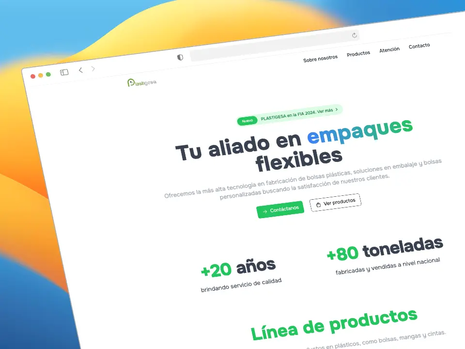 Screenshot del proyecto Rediseño página web Plastigesa